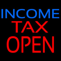 Blue Income Red Ta  Open Leuchtreklame