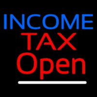 Blue Income Red Ta  Open Slant Leuchtreklame