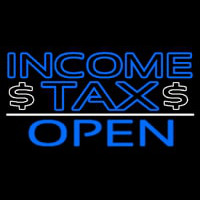 Blue Income Ta  Open With Dollar Logo Leuchtreklame