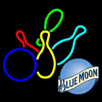 Blue Moon Colored Bowlings Beer Sign Leuchtreklame