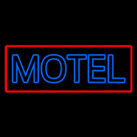 Blue Motel Double Stroke And Red Border Leuchtreklame