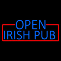 Blue Open Irish Pub With Red Border Leuchtreklame