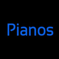 Blue Pianos Cursive 1 Leuchtreklame