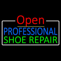 Blue Professional Green Shoe Repair Open Leuchtreklame