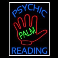 Blue Psychic Reading With Green Palm Leuchtreklame