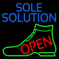 Blue Sole Solution Open Leuchtreklame