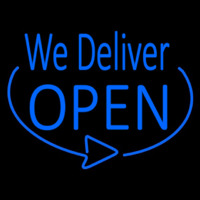 Blue We Deliver Open Leuchtreklame