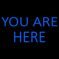 Blue You Are Here Check In Leuchtreklame
