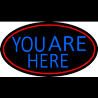 Blue You Are Here Oval With Red Border Leuchtreklame