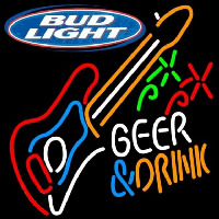 Bud Light And Drink Guitar Beer Sign Leuchtreklame
