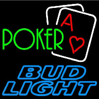 Bud Light Green Poker Beer Sign Leuchtreklame