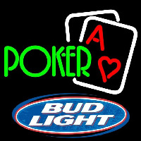 Bud Light Green Poker Beer Sign Leuchtreklame