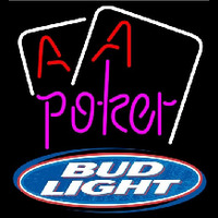 Bud Light Purple Lettering Red Aces White Cards Beer Sign Leuchtreklame