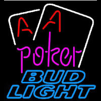 Bud Light Purple Lettering Red Aces White Cards Beer Sign Leuchtreklame