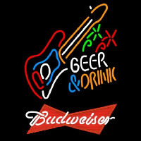 Budweiser Red And Drink Guitar Beer Sign Leuchtreklame