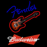 Budweiser Red Fender Blue Red Guitar Beer Sign Leuchtreklame