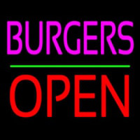 Burgers Block Open Green Line Leuchtreklame
