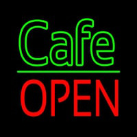 Cafe Block Open Green Line Leuchtreklame
