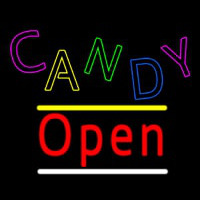 Candy Open Yellow Line Leuchtreklame
