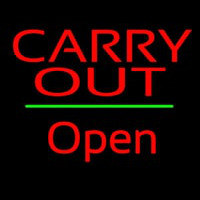 Carry Out Open Green Line Leuchtreklame