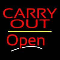 Carry Out Open Yellow Line Leuchtreklame