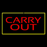 Carry Out Rectangle Yellow Leuchtreklame