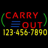Carry Out With Phone Number Leuchtreklame