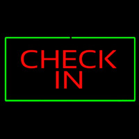 Check In Rectangle Green Leuchtreklame