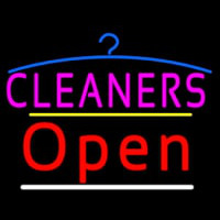 Cleaners Logo Open Yellow Line Leuchtreklame