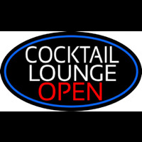 Cocktail Lounge Open Oval With Blue Border Leuchtreklame