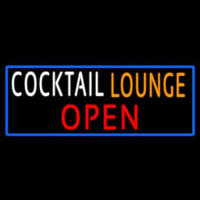 Cocktail Lounge Open With Blue Border Leuchtreklame