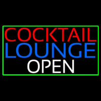 Cocktail Lounge Open With Green Border Leuchtreklame