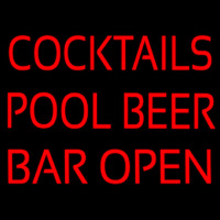 Cocktails Pool Beer Bar Open Leuchtreklame