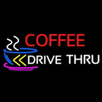 Coffee Drive Thru With Yellow Arrow Leuchtreklame