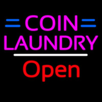 Coin Laundry Open White Line Leuchtreklame