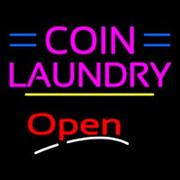 Coin Laundry Open Yellow Line Leuchtreklame