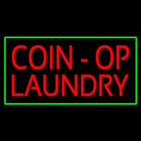 Coin Op Laundry Green Border Leuchtreklame