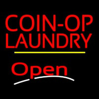 Coin Op Laundry Open Yellow Line Leuchtreklame