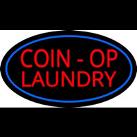 Coin Op Laundry Oval Blue Leuchtreklame