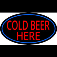 Cold Beer Here With Blue Border Leuchtreklame