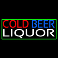 Cold Beer Liquor With Green Border Leuchtreklame