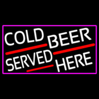 Cold Beer Served Here With Pink Border Leuchtreklame