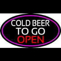 Cold Beer To Go Open Oval With Pink Border Leuchtreklame