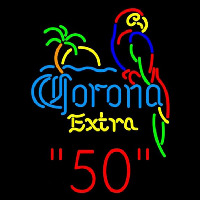 Corona E tra Parrot with Palm 50 Beer Sign Leuchtreklame