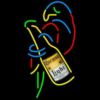 Corona Light Bottle Parrot Beer Sign Leuchtreklame