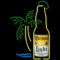 Corona Light Bottle W Palm Tree Beer Sign Leuchtreklame