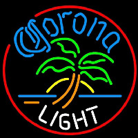 Corona Light Circle Palm Tree Beer Sign Leuchtreklame