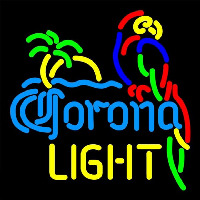 Corona Light Parrot With Palm Beer Sign Leuchtreklame