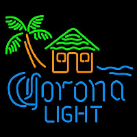 Corona Light Tiki Hut w Palm Tree Beer Sign Leuchtreklame