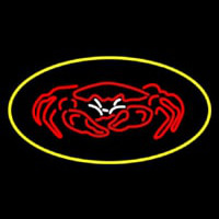 Crab Seafood Logo Oval Yellow Leuchtreklame